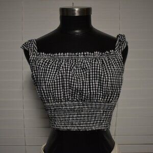 Black & White Gingham Crop Top